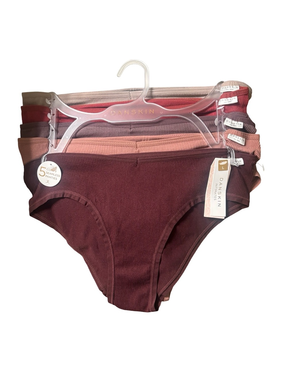 Danskin Pack of 5 Ribbed Bikini Bottoms Size Large